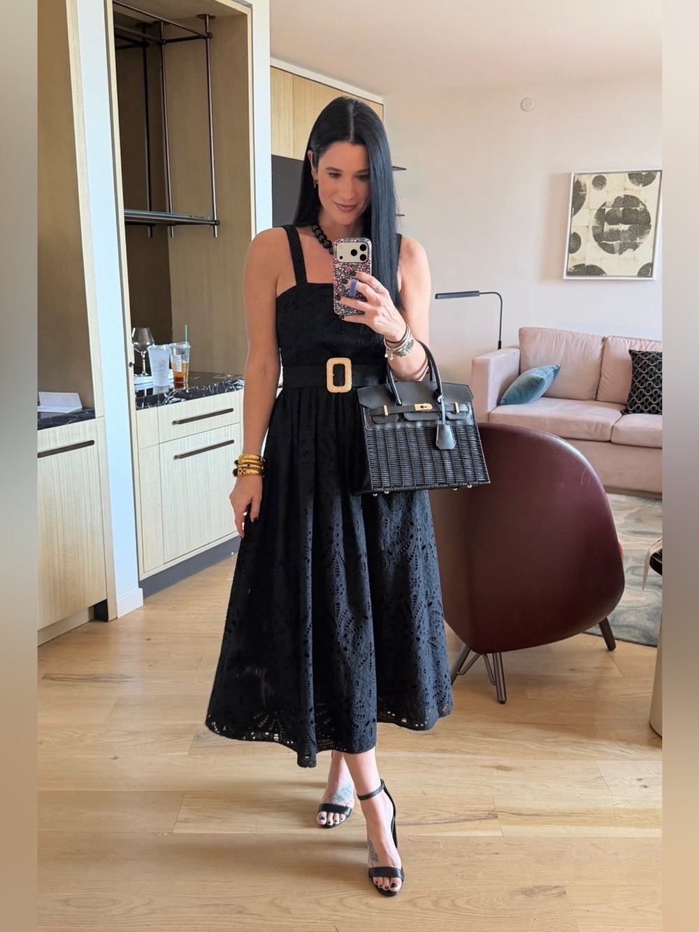 Sheridan French San Miguel Dress in Black Ink Eyelet